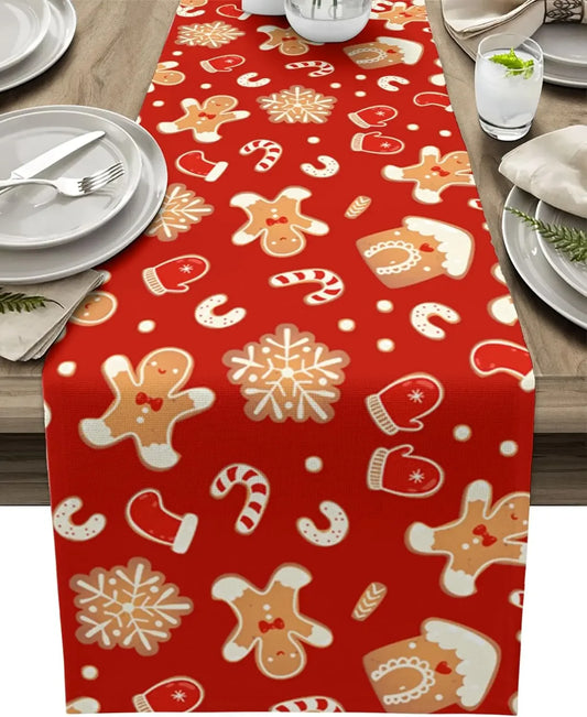 Christmas Gingerbread Man Table Runners Dresser Scarves Table Decor Winter Xmas Dining Table Runners Christmas Decorations