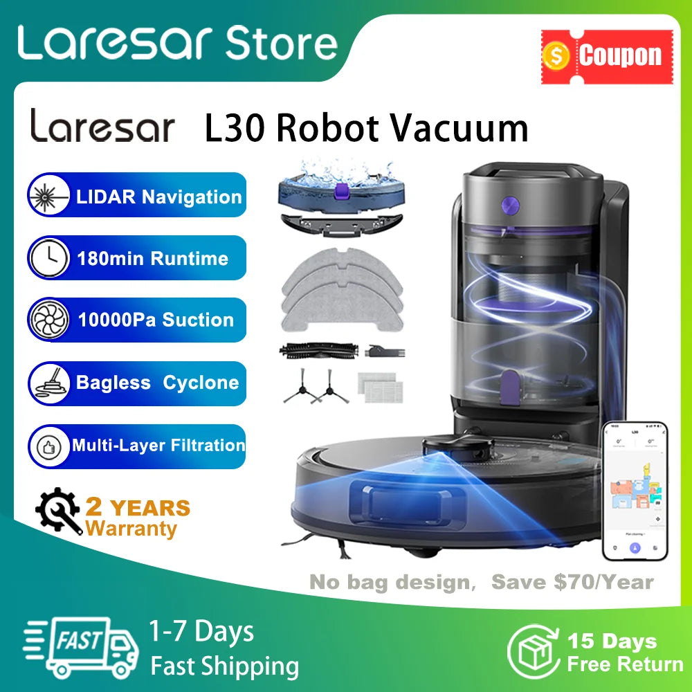 Laresar L30 Beutellos Zyklon-Saugkraft - Kapazität 300 ml, 10000 Pa