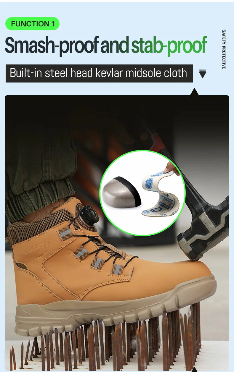 Încălțăminte de siguranță cu închidere cu nasturi la alegere - impermeabilă, vârf din oțel, mărimea EU 42