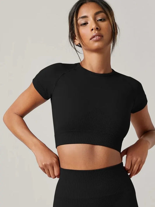 Yoga-Top 2025: Women Seamless Sport-T-Shirts - Fitness Active Collection