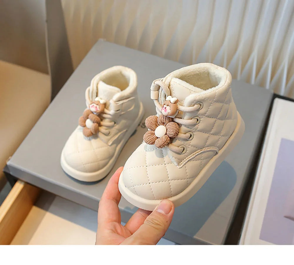 Winter Schneeschuhe für kleine Mädchen Trend Mode niedlichen karierten Mädchen Schneeschuhe Kunst pelz Baumwolle Schuhe Plüsch Mode Stiefel