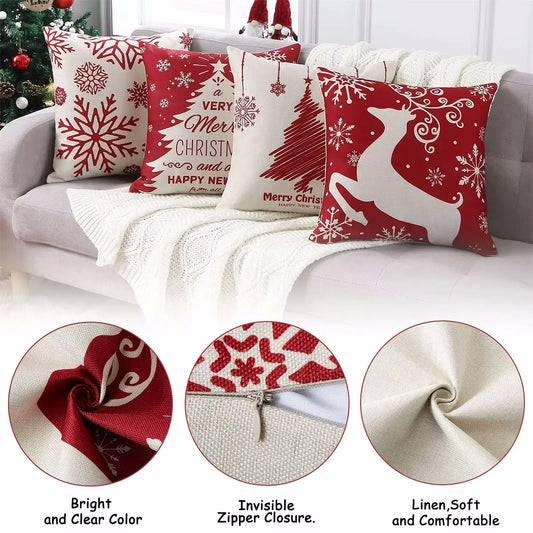 2024 Christmas Pillow Covers Christmas Decorations Throw Pillow Covers Set Of 4 Throw Pillow Cases With Holiday Decor Sofa