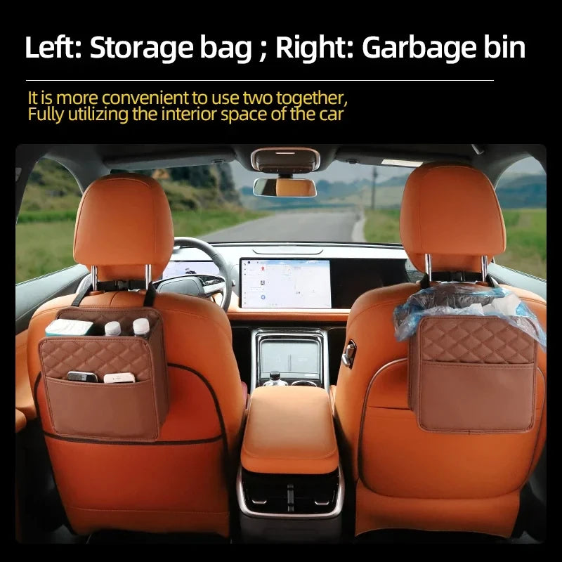 Multifunktional Auto Sitz Aufbewahrung Tasche 2025 - Leder Aufbewahrung Tasche Müll Tasche - Geeignet Meiste Auto Modelle