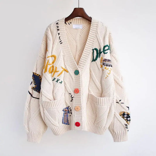 WonMiracle V-Neck Strickjacke Cardigan - Polyester Größe L