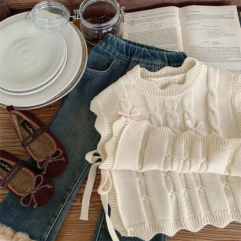 Koreanische Kinder Strickweste - Dicke Weiche Wolle Gr 1-3y