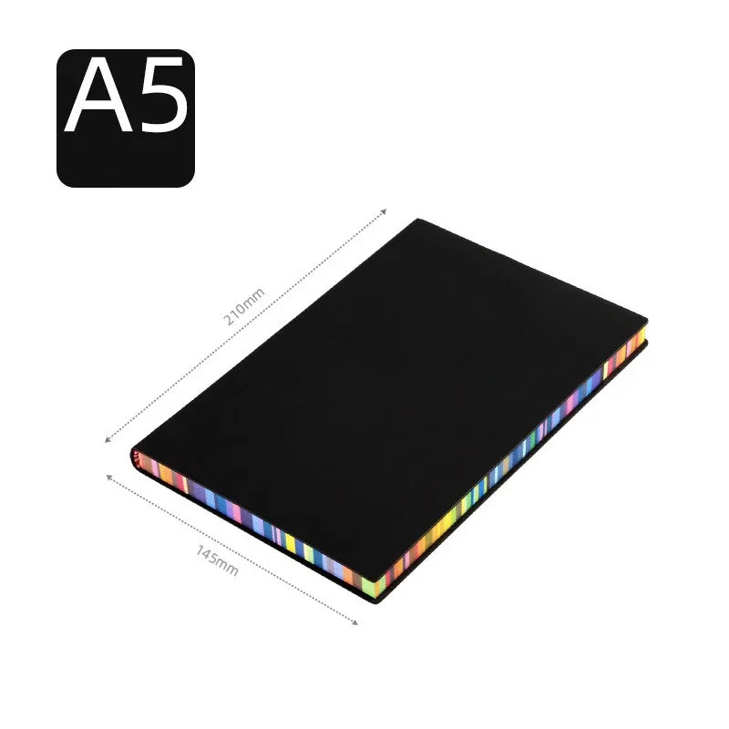 Cute Notebook 2025 - 200 Seiten A5/A6 PU Leder Rainbow Color Edge Schule Tagebuch