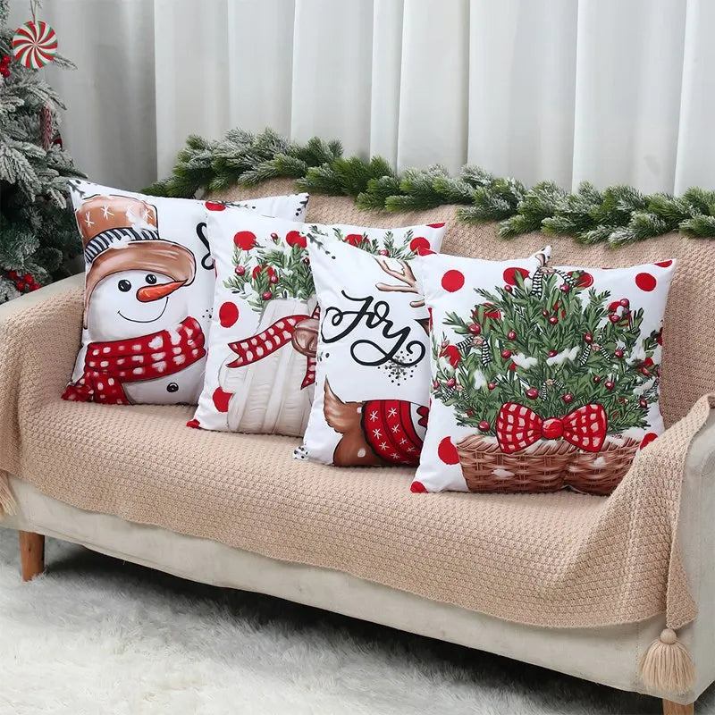 4pcs Christmas Cushion Cover Pillowcase Merry Christmas Decoration Linen Pillow Cases Home 2025 Xmas Gifts Pillow Covers 2026