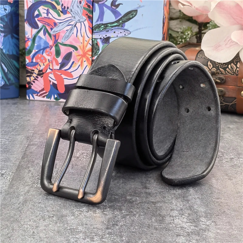 Herren Ledergürtel 2025 - Super Wide 4.2CM Luxury Thick Genuine Leather Double Buckle