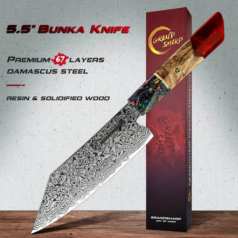 Grandsharp 1-5 Pcs Kitchen Knife Sets 67 Layers Japanese Damascus Knife AUS-10 Steel Chef Utility Knives Sashimi Slicing Cutlery