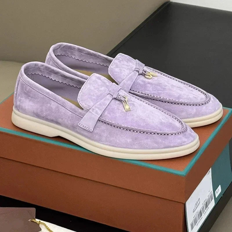 Classic british style loafers – flat fringe shoes with metal buckle