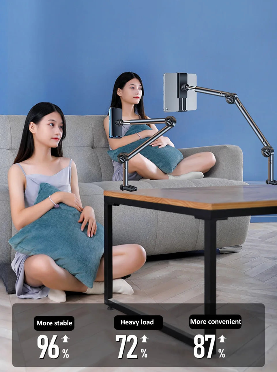 lamgool Tablet-Halterung 360° - Alu, langer Arm, 4–12,9