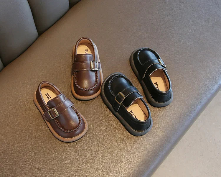 Jungen Casual Schuhe 2025 - Kleinkind Flache Loafer Slip-On - Frühling Herbst Runde Zehen Klassische Schnalle Hochzeit