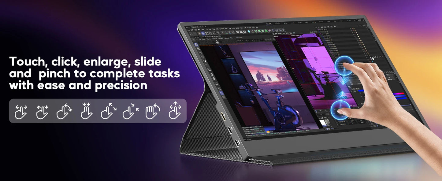 UPERFECT 15,6 Zoll Touch Monitor - Aufl. 1920x1080, 300 CD/M2, 60 Hz