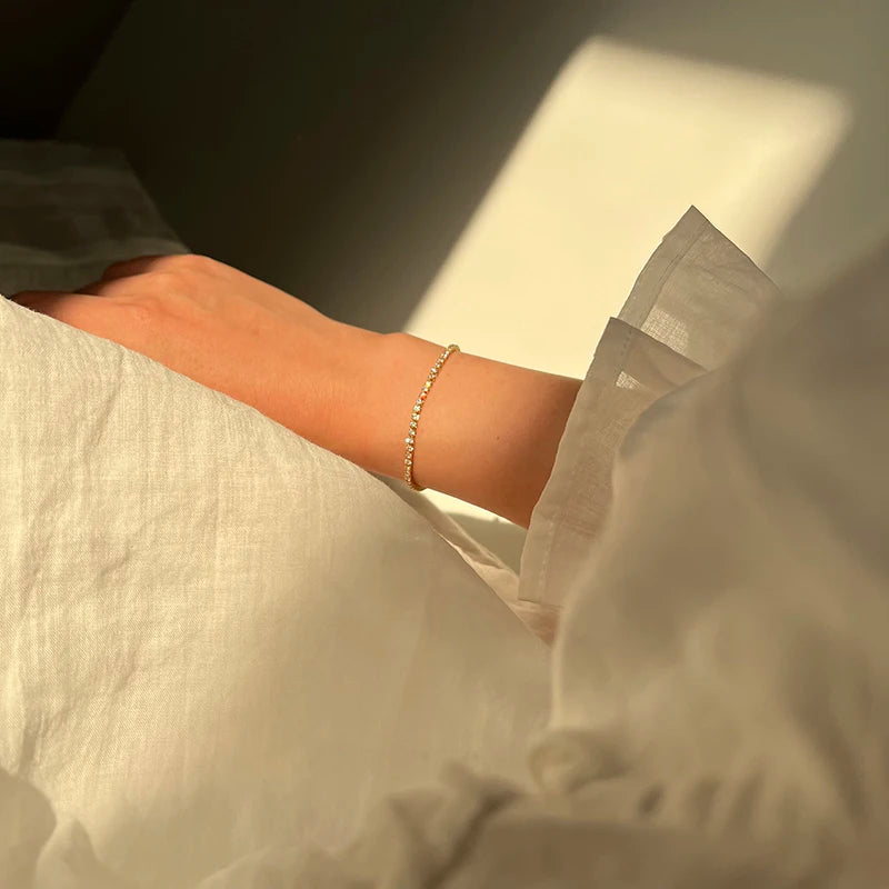 Luxus Klassisch Voller Strass 18K Gold Plattiert Armbänder Für Frauen Funkelnd Einfach Zirkon Armbänder Schmuck Geburtstag Geschenke