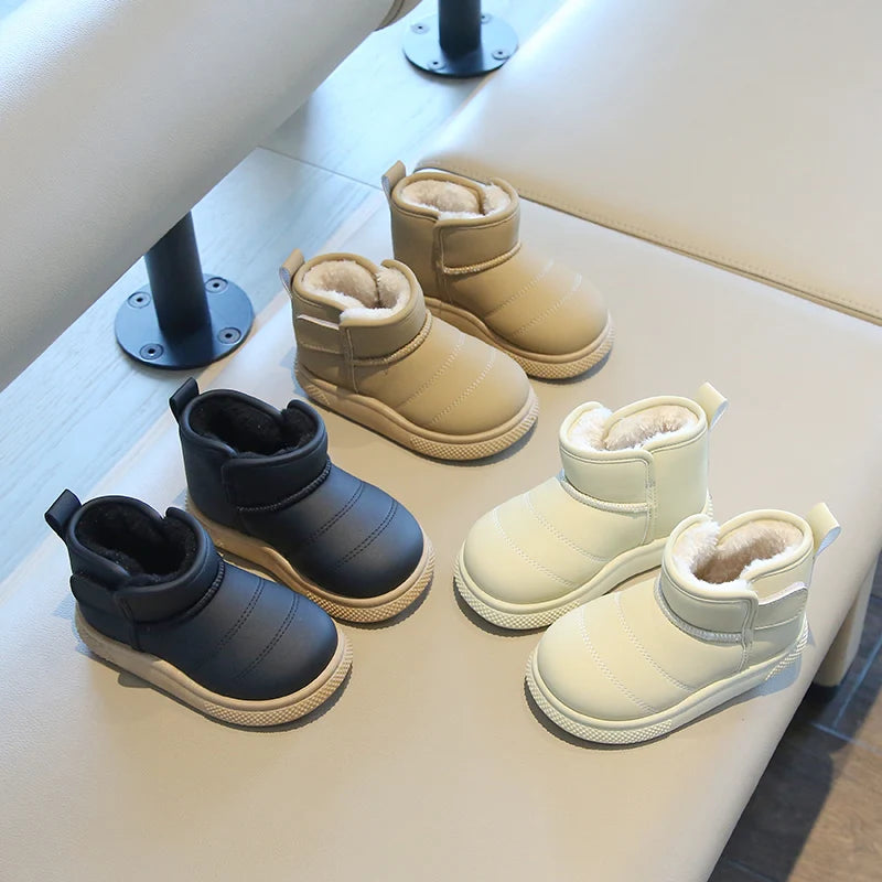 Kinder Schneestiefel Prägnanter Stil Plüsch Chunky Winter Kinder Kurzstiefel Einfarbig Slip-on Unisex Klassische Jungen Mädchen Schuhe