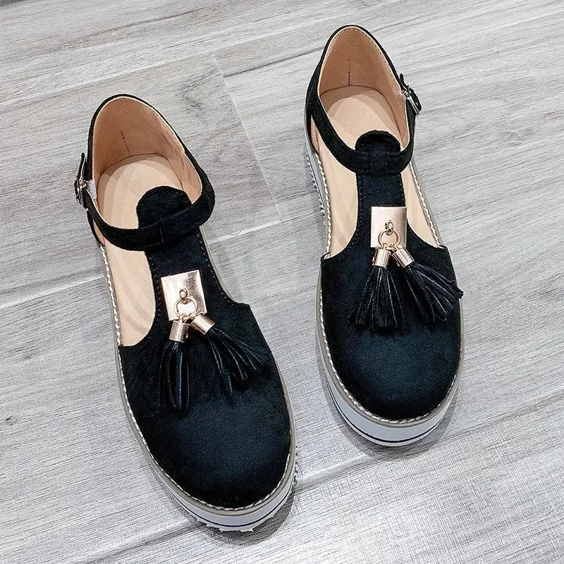Women's Sandals Summer 2025 Casual Flat Platform Heel Tassel Buckle Strap Female Sandals Platform Vulcanized Shoes for Women New