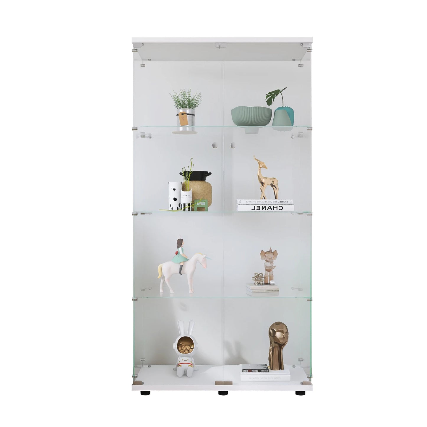Rosahqnda Vitrine 4 Ebenen Gehärtetes Glas Elegant