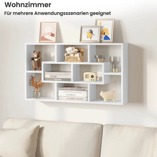 WOLTU Wandregal Holz 85x48x16 Cm Traglast 5 Kg 2in1 Aufbewahrung