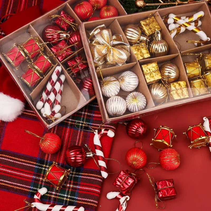 Choice Kugelset Rot-Gold Glitzer - 24 Stück, Ø2 cm