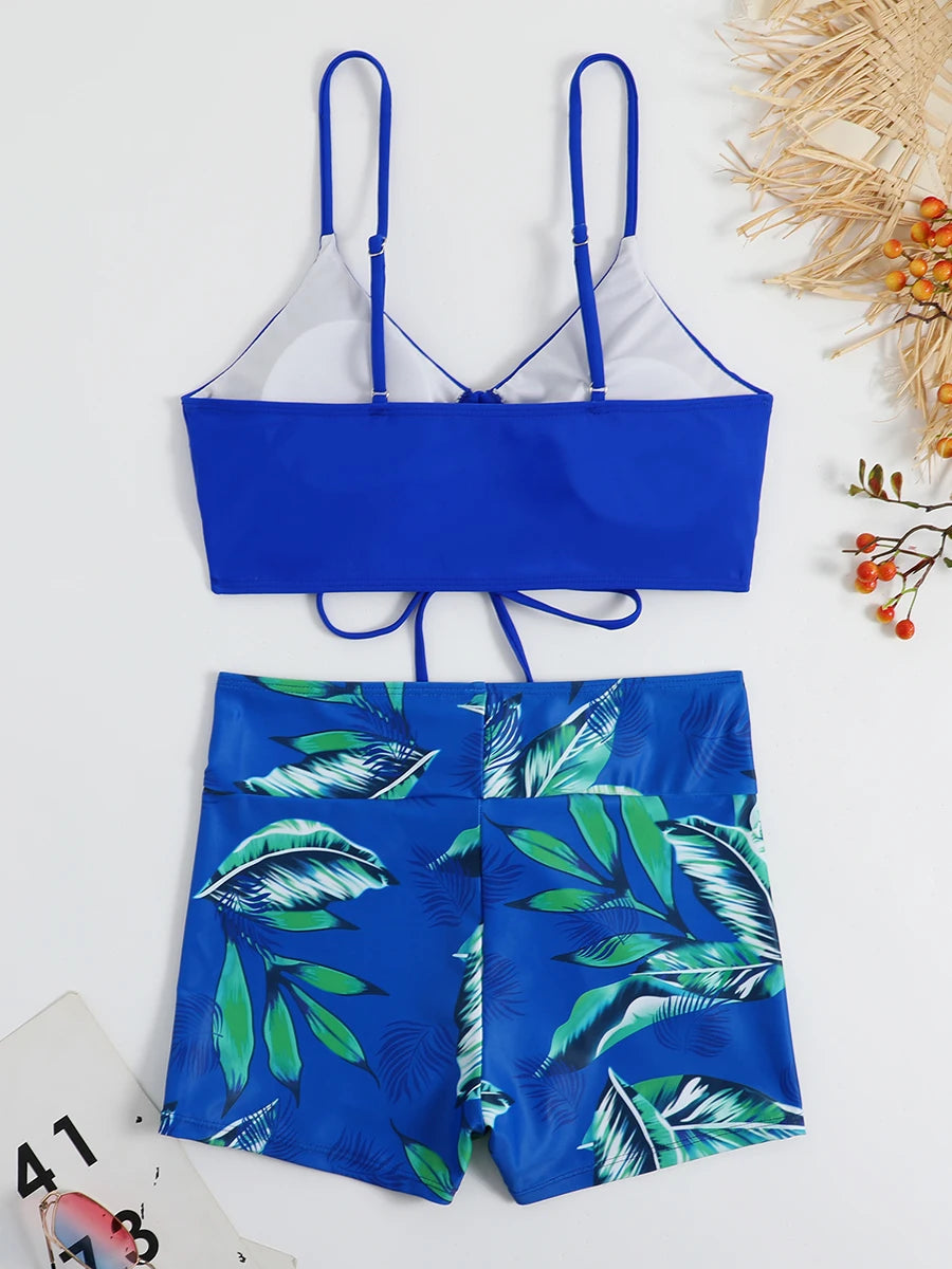 Damen Bikini 2025 - Hochtailliger Drawstring Front Shorts Bikinis für Frauen