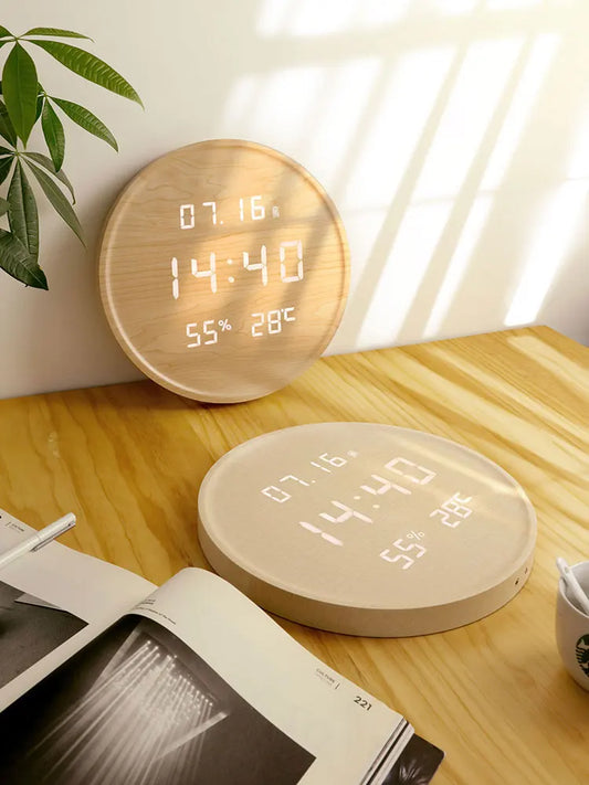 LED Leuchtende Elektronische Uhren 2025 - Wohnzimmer Heim Mode Kreativ - Nordisch Licht Luxus Einfach Wanduhr