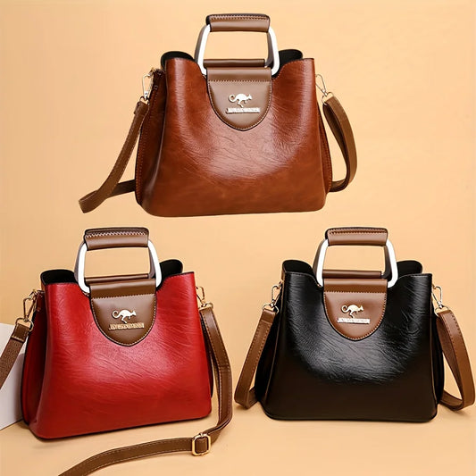Premium Damen Mode Tote Tasche Mehrfach Taschen - Vintage Crossbody Täglich Handtasche - Handy Geldbörse