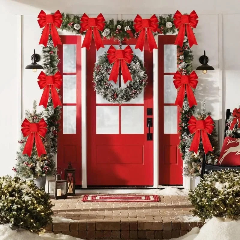 Weihnachten Schleife Ornamente Weihnachtsbaum Glitzer Handwerk Schleife Weihnachtskranz Girlande Dekoratives Band Glänzende Schleifen Weihnachtsdekoration