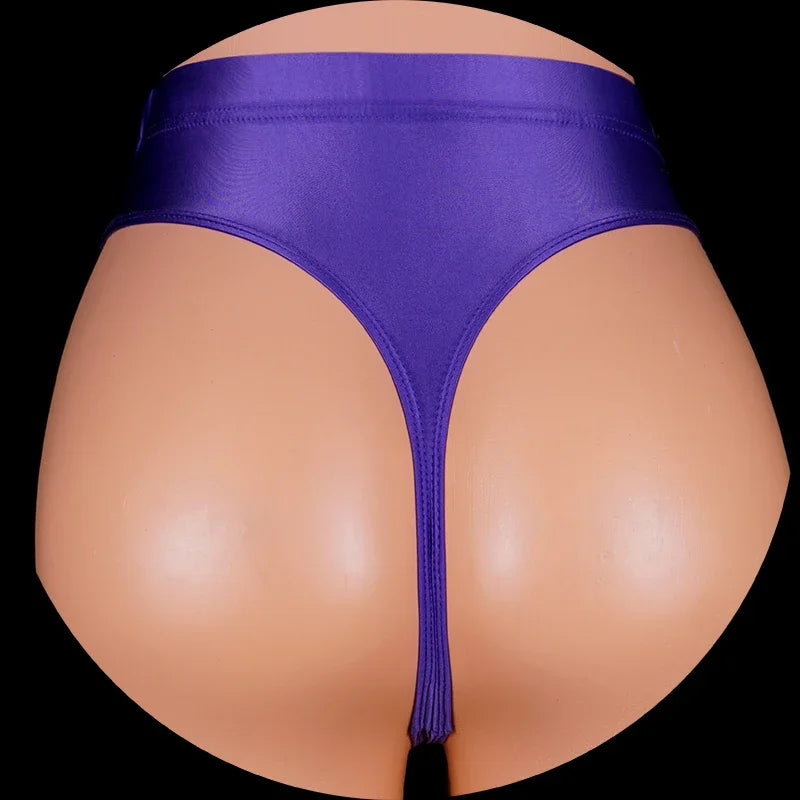 YAULAANG Damen String 2025 - Japan Style High-Waist Satin String glänzend