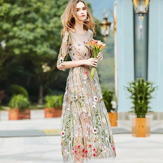 Damen Partykleid 2025 - Elegant Party Dress Bohemian Summer Seaside Resort Beach Long Skirt