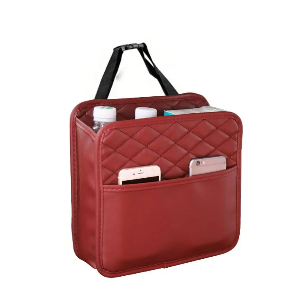 Leather Car Backseat Storage Bag Multifunctional Adjustable Backseat Large Capacity Pocket Protector Seat Back