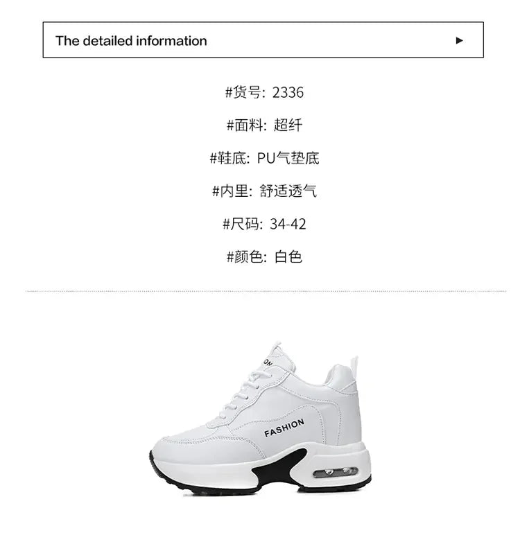 Women Sneakers Thick Soled White Height Increasing High-quality Sports Trend Fashion Walking Breathable Casual Shoes for Women