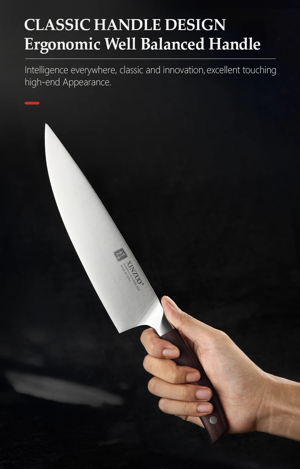XINZUO Kitchen Tools 6 PCS Kitchen Knife Set Utility Cleaver Chef Bread Fruit Santoku Knives Stainless Steel Kitchen Knife Sets