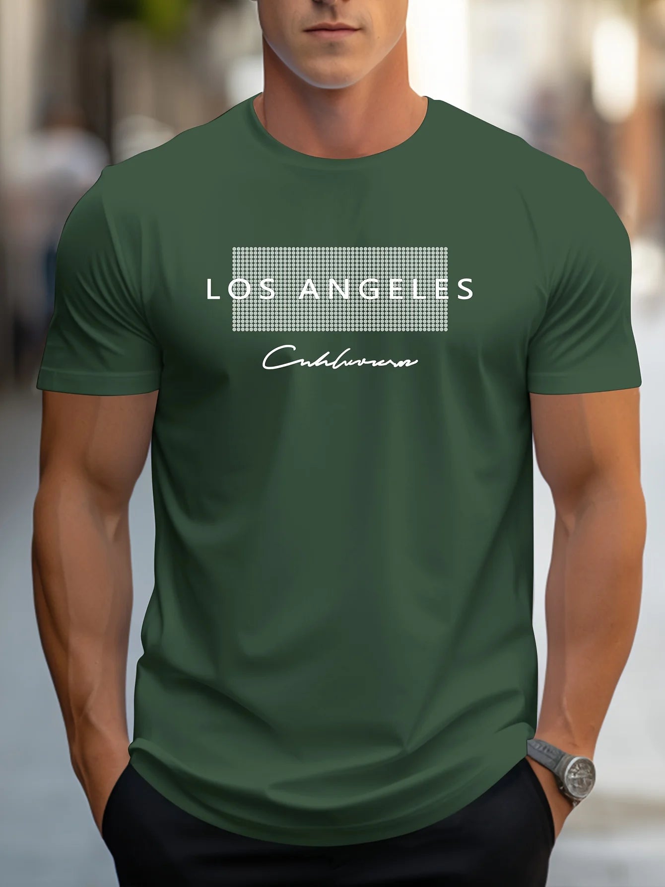 Herren T-Shirt 2025 - 100% Cotton Summer Loose Fit Los Angeles Graphic Printed Casual Sports