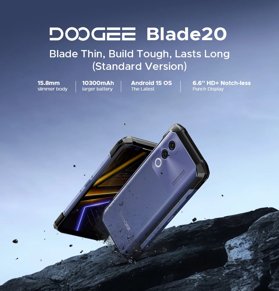DOOGEE Blade20 Robustes Gemini AI Smartphone - 10300mAh 6,6 Zoll 18W