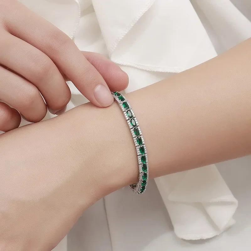 Handmade emerald diamond bangle bracelet jewelry gift for girls