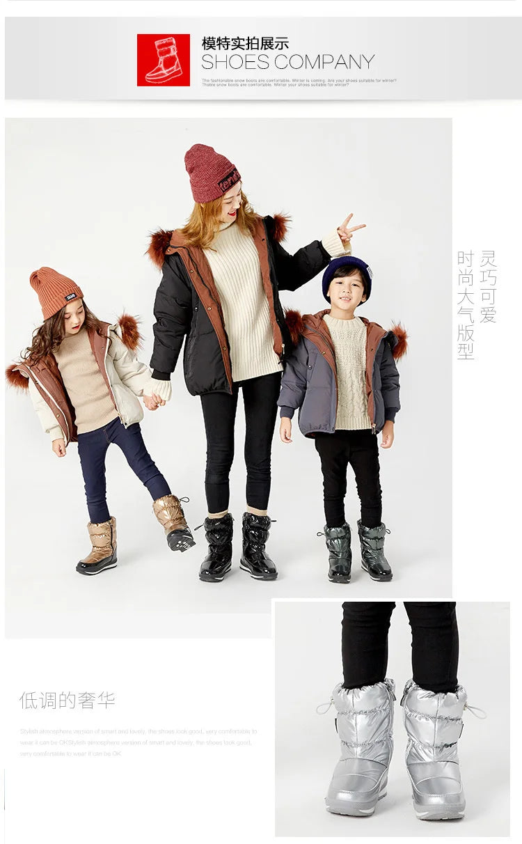 Kinder-Schneestiefel, 2025, Herbst-Winter-Wolle, warm halten, Kinderstiefel, Marke, modisch, wasserdicht, rutschfest, Baumwollschuhe für Mädchen und Jungen