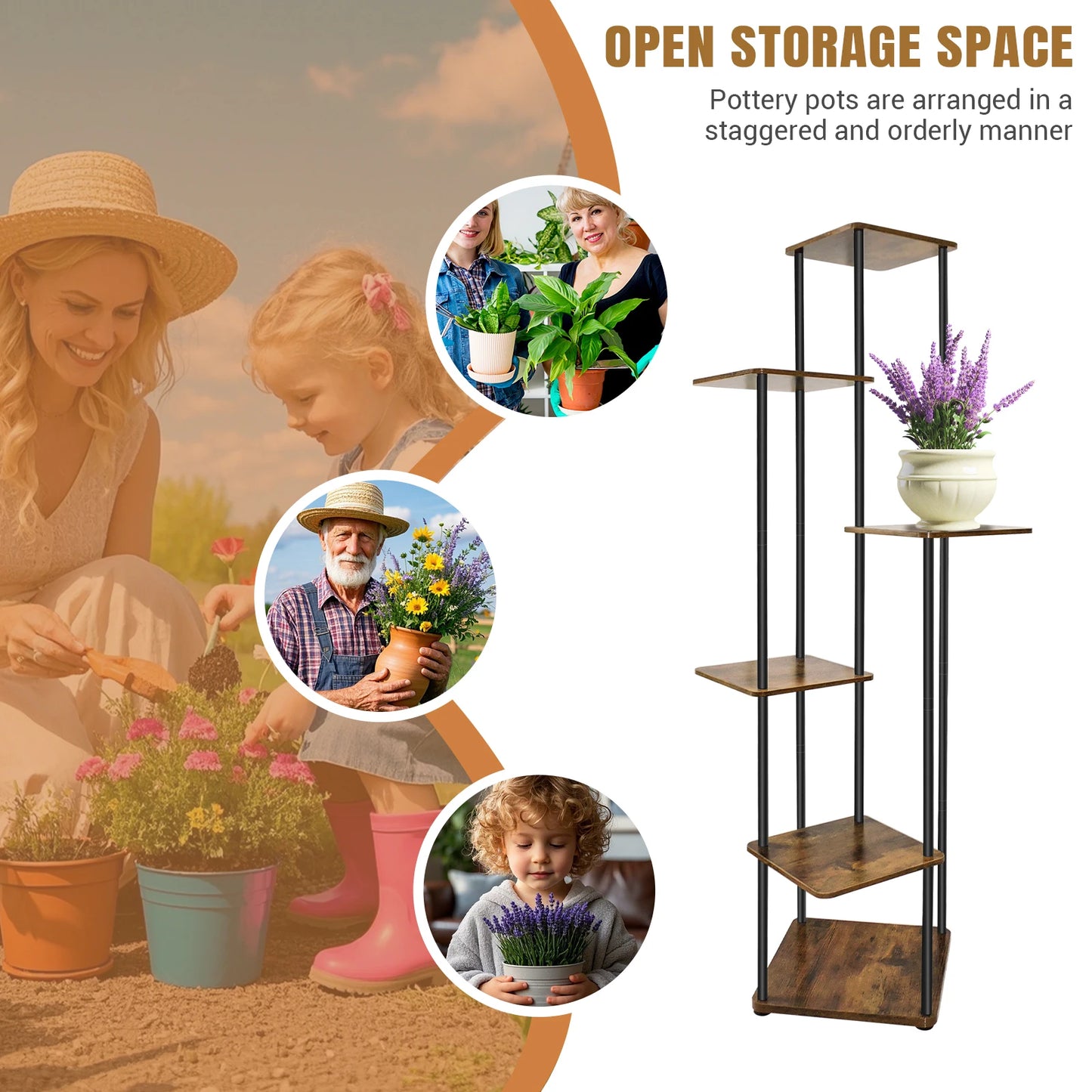 NatureLine Pflanzenständer 4 Bis 6-Stufig Metall Innen 80-132 cm