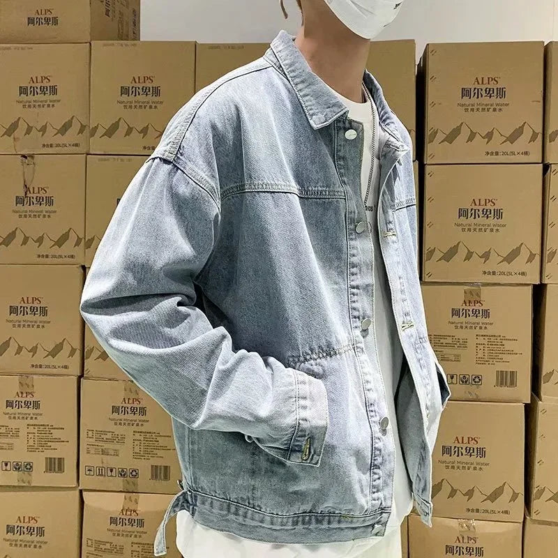 Bakorobaty Jeansjacke Einreihig Retro Locker - Blau Regular