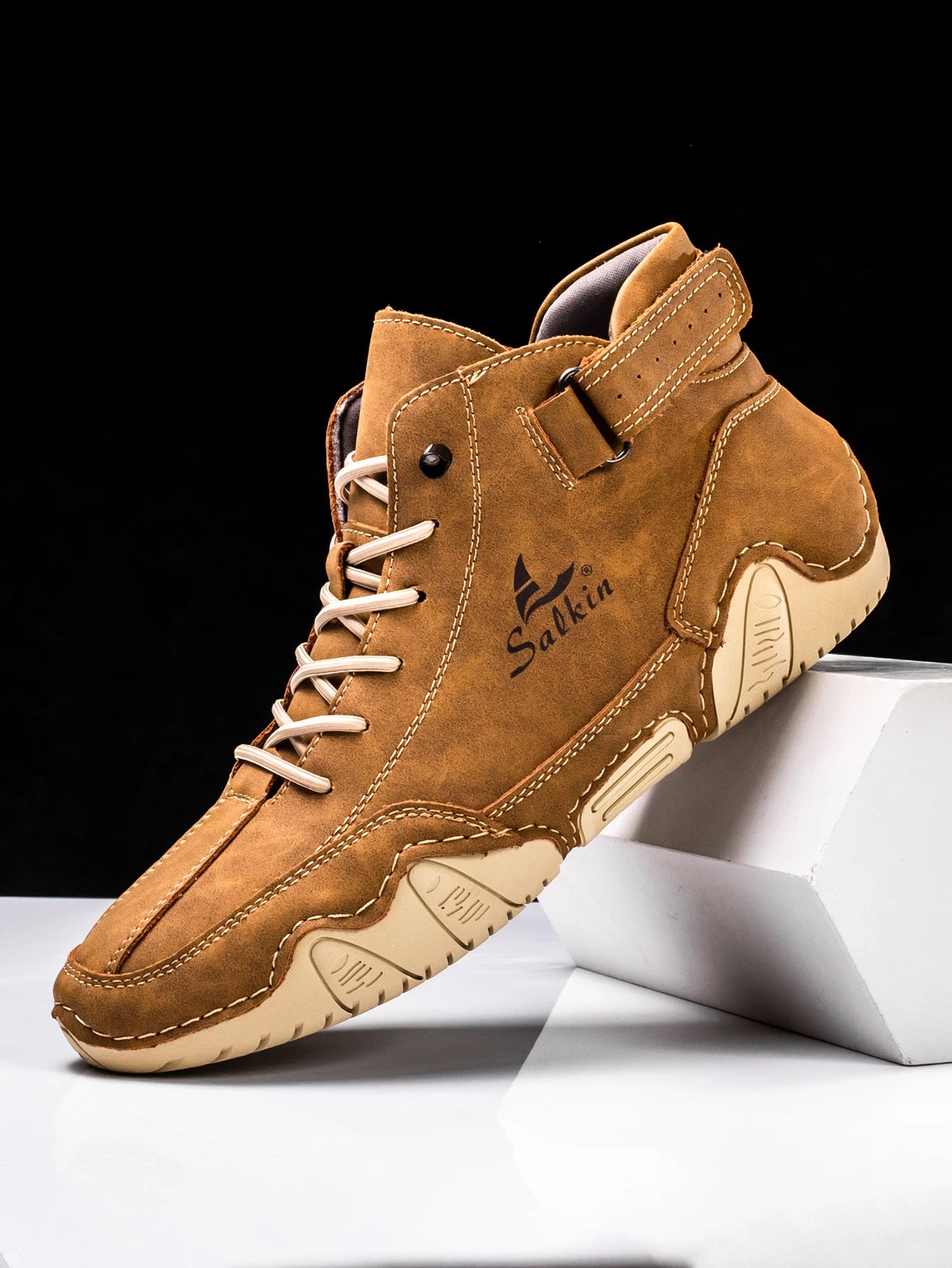 AbfuberCN Stiefeletten Handgefertigte Outdoor Lederschuhe - Größe EU, Obermaterial Leder, Schnürverschluss