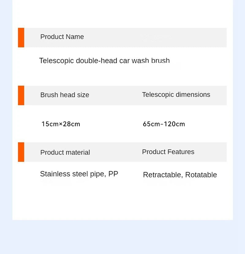 LEIBOO Car Washer Mop Foam Wash Chenille Brush Double Brush Head Roof Window Cleaning Maintenance Three-Section Telescopic Mop