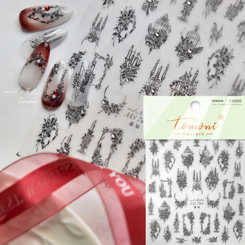 Tomoni Nailart 5D Rose Nagelsticker - Selbstklebend PVC 1St