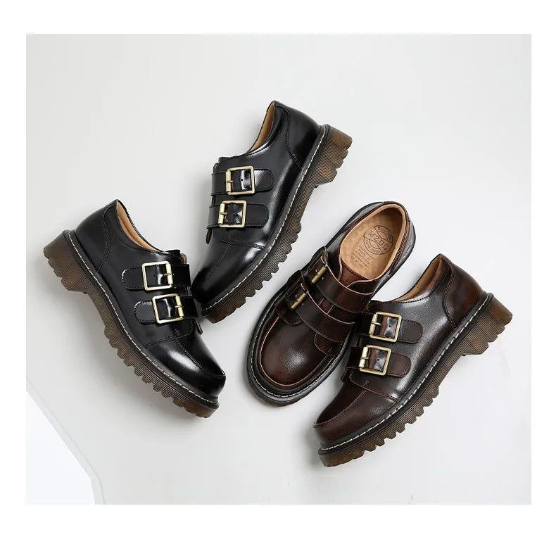 Frauen Flache Casual Loafers Schuhe 2025 - Damen Flach Fashion Vintage Britisch Leder - Oxford Loafers Fashion Designer Leder Slip On Schuhe