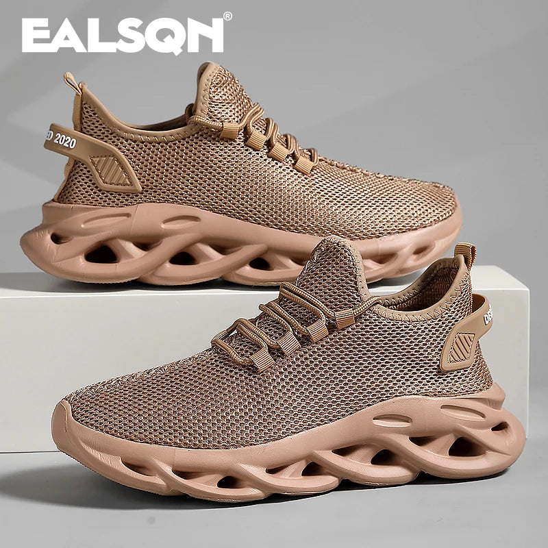 Herren-Laufschuhe 2025: EALSQN Männer Sport Laufen Schwarz Jogging Schuhe Lässige Sneaker Braun Outdoor Atmungsaktiv Mesh Frauen Leicht Stoßdämpfung Schwarz Tennis Kollektion