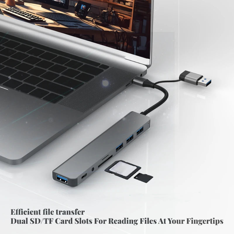 USB-Hub 2025: 8-in-2 Type-C USB-3.0 - Docking Station Audio Collection