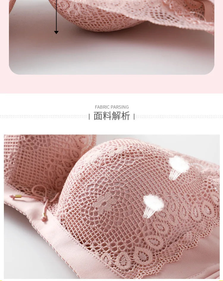 Women's Push-up bra, elegant little lace bra, soft seamless cotton, comfortable gathering Lingerie