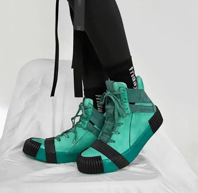 Ghete Black Street Original Design Goodyear Patchwork - Parte superioară din piele, talpă din cauciuc, mărimi 40–46