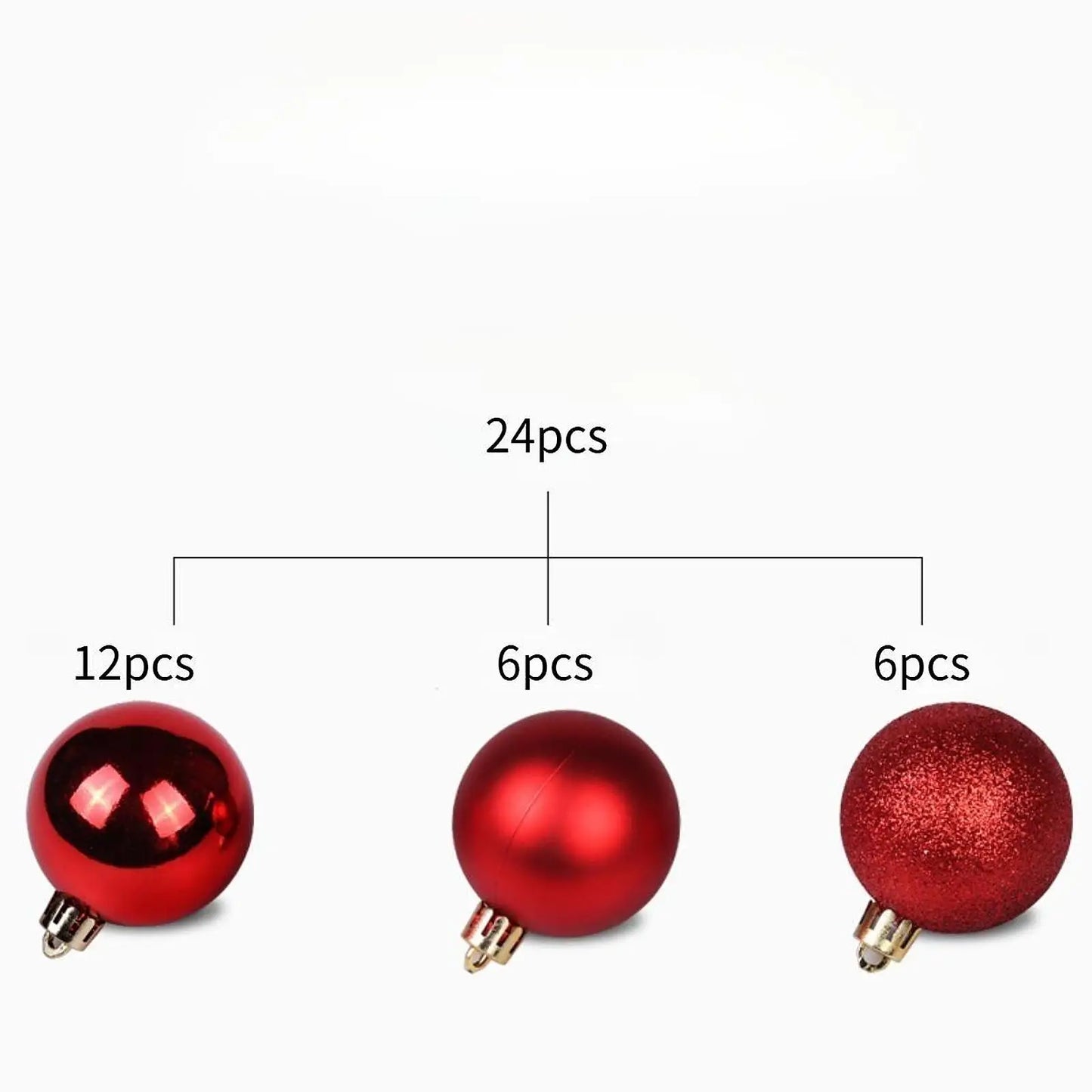 Choice Christbaumkugeln Mehrgrößen Set - 24 Stück, Größen 3/4 cm und 6/8 cm