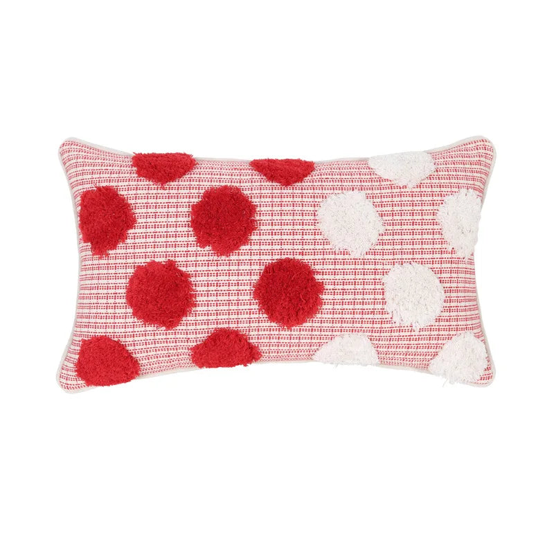 Modern Red Festive Cushion Cover Christmas Party Pillow Cover Decorative Polka Dot Tufted Tassel Velvet Pillowcase Home Decor