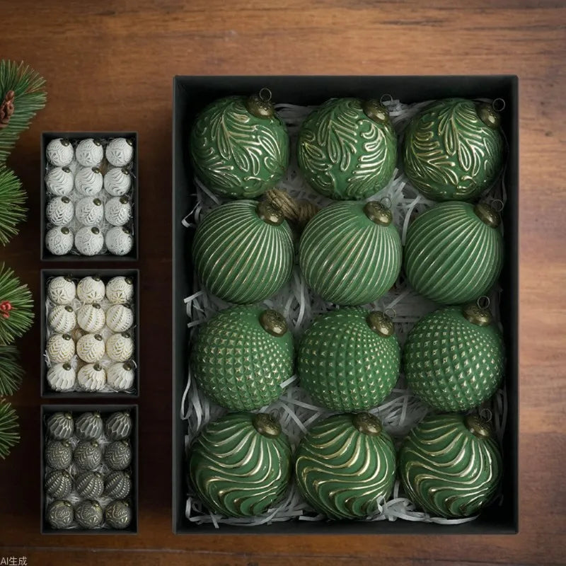 KugelKunst Retro 8cm Bruchfest - 12 Stück Ø8 cm Wiederverwendbar