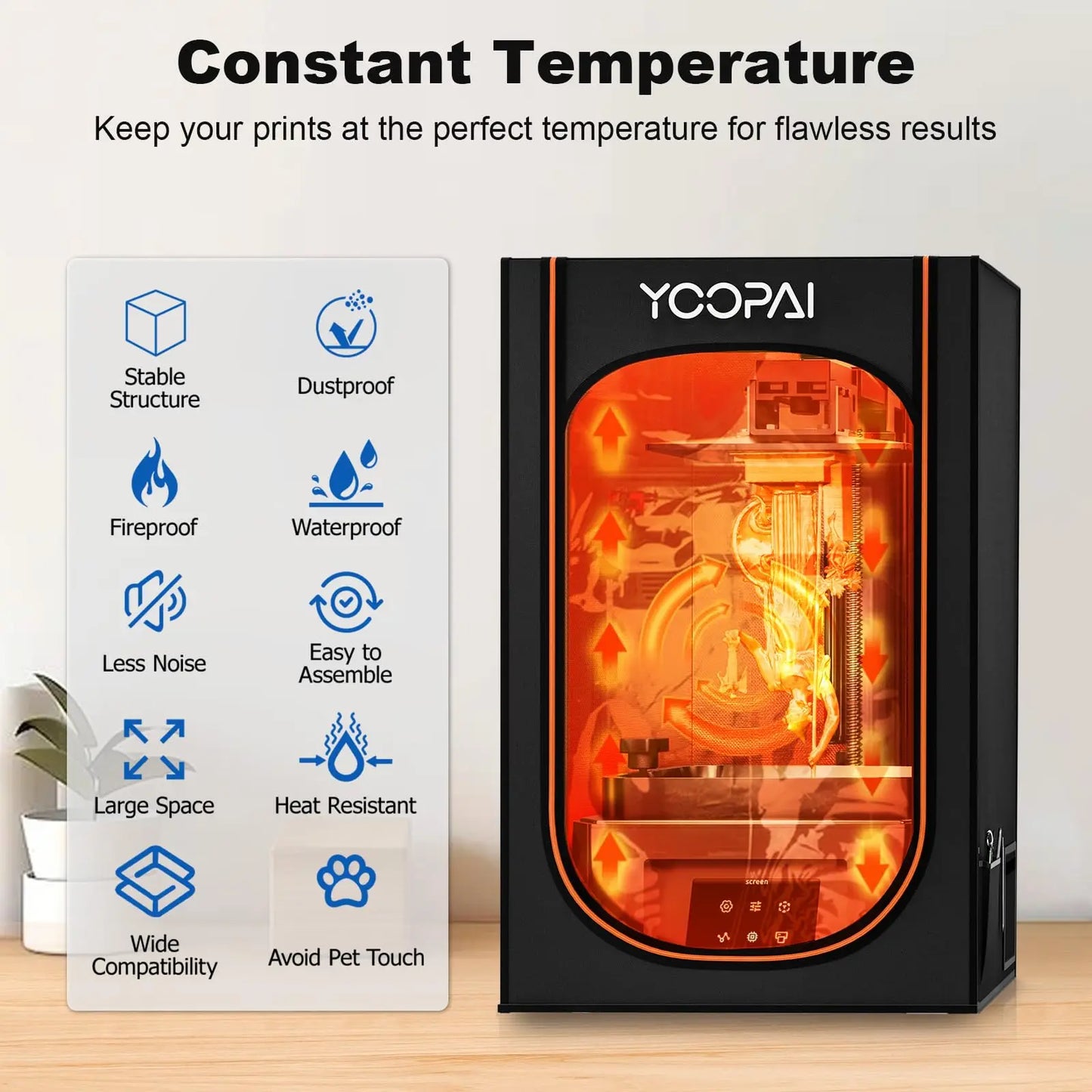 Yoopai Resin Enclosure for 3D printer Resin Enclosure Multifunctional Vented Enclosure Tent Cover 3D printer House 43*45*71cm